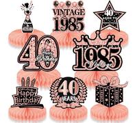 8 Pièces decoration table anniversaire,decoration anniversaire 40 ans,deco table anniversaire,decoration anniversaire 40 ans femme,Happy Birthday rose Femmes Fournitures de Fête d'anniversaire.