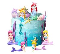 8 Pièces Décorations de Gâteau Sirène pour Fille, Deco Gateau en Forme de Sirène, Glitter Sirène Cupcake Toppers, Sirène Thème D'anniversaire Décoration