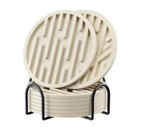 8 Pièces Dessous de Verre Silicone,Dessous de Verress Silicones Rond,sous Verress en Silicones avec Plateau,sous Verre Tasses Rondes Antidérapants,sous Verres à Boissons, sous Verres à Café(Beige)