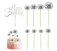 8 Pièces D'Inserts De Boule À Facettes, 1 Pièce D'Insert De Joyeux Anniversaire, Insert De Boule Brillante Disco, Insert De Gâteau De Boule À Facettes, Insert De Gâteau (4 Tailles)