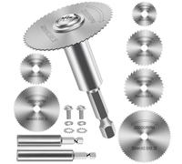 8 Pièces Disques de Coupe pour Perceuse, HSS Lames de Perceuse à Disque avec tige Hexagonale 1/4", Mini Lames de Scie Circulaire pour Bois, Plastique et Métal