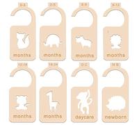 8 Pièces Diviseurs de Garde-Robe Bébé Animal, Séparateurs De Placard Pour Bébé En Bois Du Nouveau-Né à 24 Mois, Séparateurs de Cintres Bébé Organisateur de Placard Diviseurs de Vêtements de Bébé