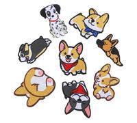 8 Pièces Écusson à Coudre Brodé Chien Corgi, Patch Décoratif Tissu