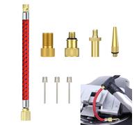 8 Pièces Embout Pompe Vélo, Adaptateurs de Valve DV/AV/SV Universels, Rallonge de Valve 16 cm, Aiguille gonflage ballon, Embouts Coniques pour Matelas Gonflable, Convertisseur Presta Schrader Dunlop