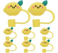 8 Pièces Embouts de Paille Réutilisables en Silicone Jaune, Petit | Adorable Forme Décorative, Installation Facile et Légère, Protection pour Paille, Lot D’une Pièce