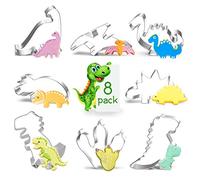 8 Pièces Emporte-pièces Dinosaures, Coupe-sandwichs Dinosaures en Acier Inoxydable pour Enfants, Coupe-biscuits Dinosaures pour T-Rex Stegosaurus Brontosaurus Triceratops Tyrannosaurus