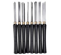 8 Pièces Ensemble De Ciseaux De Tour À Bois En Acier À Grande Vitesse, Outils De Tournage Du Bois Outils De Travail Du Bois Avec Manche En Bois Et Virole En Laiton Pour La Sculpture Sur Bois