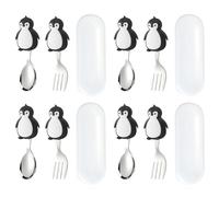 (8 Pièces) Ensemble De Couverts Dessin Animé 4,6 Pouces Fourchette Cuillère En Acier Inoxydable Manche Court Apprendre À Manger La Nourriture D'entraînement (E)