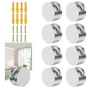 8 Pièces Entretoise de Verre, Verre Standoff Fixations Standoff Wall Mount Fixings, Publicitaires Verre Standoff Support avec Vis, Ronds Standoff Wall Fixing pour Fixation de Miroir, Signe Posters