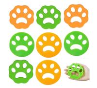 8 PièCes Épilateur pour Poils d'animaux, collecteurs de poils d'animaux, Attrape Poils Machine a Laver Lavable et Réutilisable Épilateur de Machine à Laver pour Chien Chats Poils (Orange/Vert)
