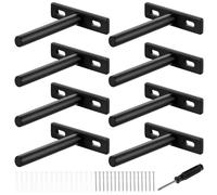8 Pièces Equerre Etagere Murale, 75mm SupportEtagere Murale Fixation Invisible Étagère, Support d'Étagère Flottante, Fixation Etagere Invisible Charge Lourde en Métal pour Bricolage(Noir)