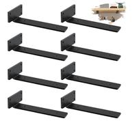 8 Pièces Équerre Étagère Murale, Supports d'Étagère Métal Supports en L, équerre Industrielle, Support Invisible étagère Murale avec Vis ( 30cm, Noire)