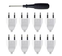 8 Pièces Fiches Plates EuropéEnnes avec Tournevis Fiche D'a limentation Plate 220V 2,5A Prise Electrique Flat pour IntéRieur Appareils Electroménagers