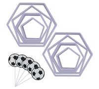 8 Pièces Football Cookie Cutter, Hexagon And Pentagon Cutters With 5 Pieces Football Cake Inserts, Plastic Football Pattern Cutters For DIY Craft, Biscuit, Dessert (White)