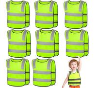 8 Pièces Gilet de Sécurité pour Enfants, 360° Visibilité à Gilet Réfléchissante pour 3-12 Ans Enfants, Gilet Jaune Réfléchissant Oui Nuit Marche Idéale pour Garçons et Filles (Taille Universelle)