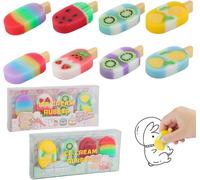 8 Pièces Gomme Enfant,Gomme Pastel Saveur Fruit Avec Motif Fruits,Gommes Colore¿Es Pour Enfant Avec Formes De Glaces,Gommes De Fruits Pour Enfants Écrire,Dessiner