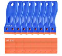 8 PièCes Grattoirs à Double TêTe Avec 80 Lames En Plastique, Grattoir En Plastique, DéCapant De RéSidus D'AdhéSif Pour Enlever Les Autocollants De Vitres Autocollants De Voiture, DéCapant D'éTiquettes