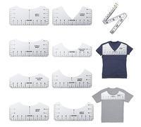 8 Pièces Guide des Tailles pour T-shirts, Règle d'Alignement pour T-shirts, Guide de Règle de T-shirt avec 1.5m Ruban à Mesurer Souple