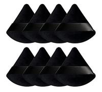 8 Pièces Houpette Maquillage, Houppettes à Poudre Bouffées de Coton de Poudre Visage Usage Sec Humide Triangle Puff à Poudre Libre avec Sangle pour Femmes Filles Maquillage (Noir)