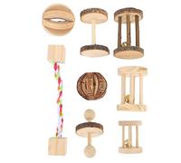 8 pièces Jouets en Bois, Accessoires de Cage pour Petits animaux | Bois , Usage en Intérieur, Détourne les Mordillements, pour Hamsters et Jeunes Furets