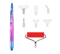 8 Pièces Kit Stylo de Forage Diamond Painting, Stylo de Peinture Diamant en Plastique, Outil de Stylo à Pointe de Diamant avec Rouleau et Têtes de Stylo Rechange, pour Bricolage L'artisanat (Violet)