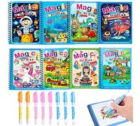 8 Pièces Livre de Coloriage, Peinture Magique a L'eau à Enfant, Magic Water Book Réutilisable Avec Stylo Doodle Planche Livres D'eau Griffonner Jouets L'eau Magique Conseil Peinture Enfants Dessin