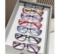 8 pièces Lunettes de lecture vintage pour femmes et hommes, monture géométrique, imprimé bohème floral léger, lunettes de lecture anti-lumière bleue pour la presbytie pour la lecture quotidienne, le b