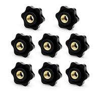 8 pièces M10 Ecrou de serrage en étoile, diamètre extérieur de l'écrou à oreilles 38mm, bouton de serrage à filetage femelle, écrou de serrage à tête en étoile, pour machines, systèmes, meubles (noir)