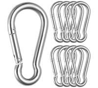 8 Pièces M8 Mousquetons en Acier Inoxydable, Capacité de Charge Maximale de 300 KG, 80 x 8 mm Mousqueton de Fixation pour Charges Lourdes pour Camping, Randonnée, Voiles D'ombrage, Hamac ou Balançoire