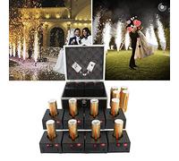咚呱 8 PièCes Machine à Feux d'artifice à Froid, RéCepteur Pyrotechnique à Froid, Machine à Fontaine à éTincelles, avec BoîTier De Protection + 2 TéLéCommandes, pour Mariage