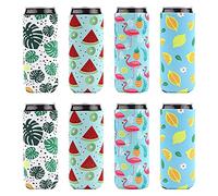 8 Pièces manchons en néoprène pour canettes Refroidisseur Canette de Bière Manchon de tasse à café en néoprène Ananas Flamingo Citron Palm motifs Manchon bière Refroidisseur pour fête hawaïenne hoch
