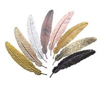 8 Pièces Marque-Pages de Plume en Métal Assorti Signet en Métal en Forme de Plume Marqueur de Livre pour des Adultes et des Enfants (Set 1)