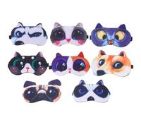 8 Pièces Masque de Sommeil Animal Chat Chien en Velours Doux | Garçon et Filles et Filles, Léger et Stable, Forme Cartoon Adorable, Usage Maison ou Train