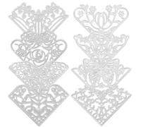 8 Pièces Matrice de Découpe Fleurie en Acier au Carbone | Argenté, Bords Décoratifs Délicats, Usage Réutilisable, Embossage et Journal, pour Papier et Plaques