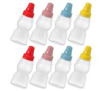 8 Pièces Mini Bouteille de Condiment en Plastique Ours 23ml pour Sauce | Polyéthylène Rechargeable, Couvercle Coloré pour Reconnaître Facilement Vinaigrette et Assaisonnements, Repas à Emporter