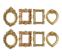 8 pièces Mini Cadres Photo 4 Styles Vintage Mini Cadres dorés pour Bricolage Maison de poupée Accessoires Photographie Accessoire réfrigérateur Coque de téléphone décor