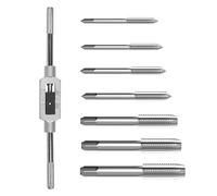 8 Pièces Mini Jeu de Tarauds Métriques, Tarauds pour Machine a Filetage Métrique, M3 M4 M5 M6 M8 M10 M12 Mini Tarauds a Main Set avec Clé À Taraud Réglable, pour Bois, Plastique, Métal