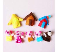 8 pièces Mini marionnettes à doigt en peluche, poupées animaux mignons, jouets en peluche, accessoires de conte en classe, contes des Trois petits cochons, fêtes, cadeaux d'anniversaire, Noël Poupées