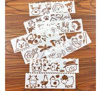 8 pièces Mini modèles de peinture d'animaux creux pour la conception de bordures de planificateur DIY, convient pour le bois, le papier, les murs, le tissu, matériel en plastique réutilisable PET