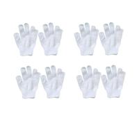 8 Pièces Moufles Garçon et Filles en Nylon, Blanc, Double Face | Poignet Ample, Nettoyage en Profondeur, Élimine les Peaux Mortes, Usage Bain Moussant Garçon Fille