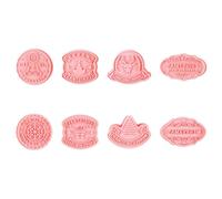 8 Pièces Moule à Biscuits de Noël en Plastique Rose pour Pâte et Fondant | Style Festif, Surface Lisse, Réutilisable et Facile à Nettoyer, pour Fêtes et Échanges Gourmands