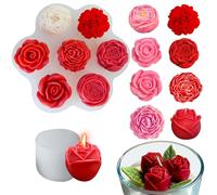8 Pièces Moule à fleurs en silicone, Moules à bougies en silicone 3D Rose Mini fleur Moules à bougies pour savon Chocolat DIY Superbe Cadeau Fait à la Main moule à savon fleur