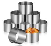8 Pièces Moule à Gâteau Rond en Acier Inoxydable 8cm, Bords Lisses | Format Personnel 8x8x5cm, Surface Antiadhésive, Usage au Four pour Pâtisserie et Desserts