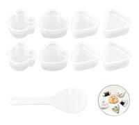 8 Pièces Moule Onigiri en PP, Onigiri Moule Antiadhésive, Moule Onigiri Triangle Réutilisable, Moule Sushi avec 1 Cuillère à Riz, Appareil a Sushi pour Cuisine Restaurants DIY Déjeuner Bento