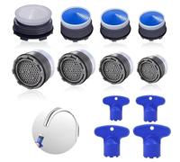 8 Pièces Mousseur Robinet, M16.2/M18.2/M21.2/M23.5 Plastique Mousseur pour Robinet avec 4 Clé Embout Economiseur d'Eau Filtre Economie Aérateur pour Lavabo Cuisine et Salle de Bain
