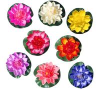 8 Pièces Nénuphars Artificiels,Fleurs de Lotus Flottantes,Fleur De Mousse De Lotus Décorations Flottantes,Water Lily,Nénuphar Flottant pour Aquarium Terrasse Jardin Piscine Bassin10 cm