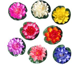 8 Pièces Nénuphars Artificiels,Fleurs de Lotus Flottantes,Fleur De Mousse De Lotus Décorations Flottantes,Water Lily,Nénuphar Flottant pour Aquarium Terrasse Jardin Piscine Bassin10 cm