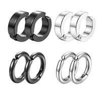 8 Pièces Non-Piercing Boucles d'oreille Clip d'oreille Faux Anneaux d'oreille pour Hommes et Femmes, Clip d'oreille Bijoux Non Piercing,en Acier Inoxydable, 2 Couleurs,2 styles