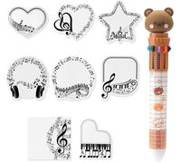 8 Pièces Notes Adhésives Thème Musical Avec 10-En-1 Stylos À Bille Multicolores Sticky Notes,Notes Adhésives Set Music Notes Autocollantes Pour Bureaux D'école To-Do-Listen Cadeau