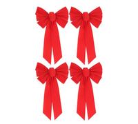 8 Pièces Nœud de Noël en Flanelle Rouge, Chic Réutilisable | Sapin, Rideau et Fête, Installation Facile, Accessoire de Réception, Décor D’ambiance